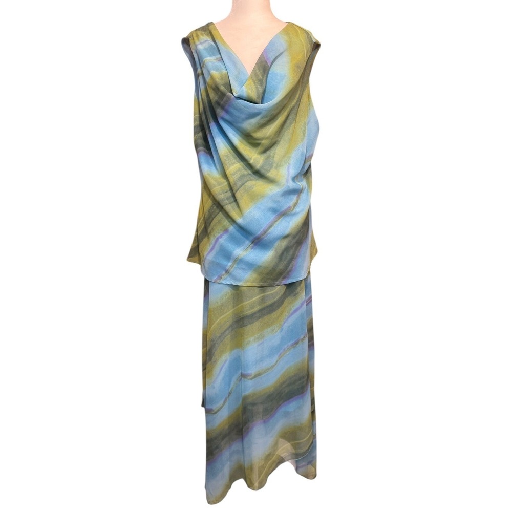 Half Moon Bay Women's Top and Skirt‎ Set Blue Green Vacation Resortwear SZ 1X